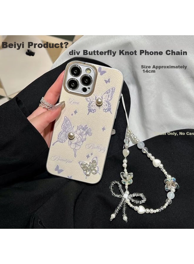 Beiyipin Vintage Phone Pendant White Heart Bowknot Accessory Camera Sweet Short Chain Luxury New Multifunctional Simple Phone Charm - Image 1