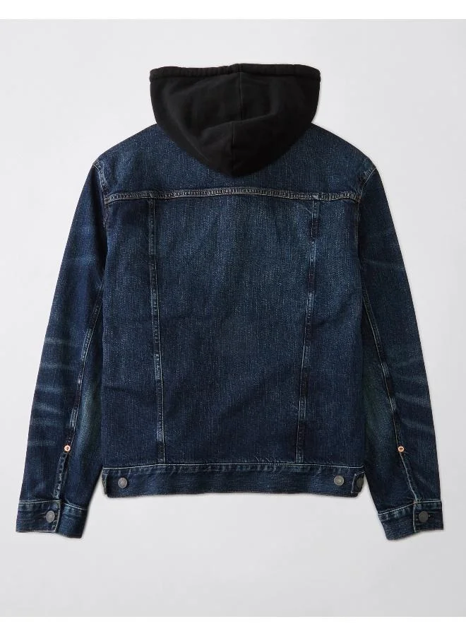 American Eagle AE Hooded Denim Trucker Jacket