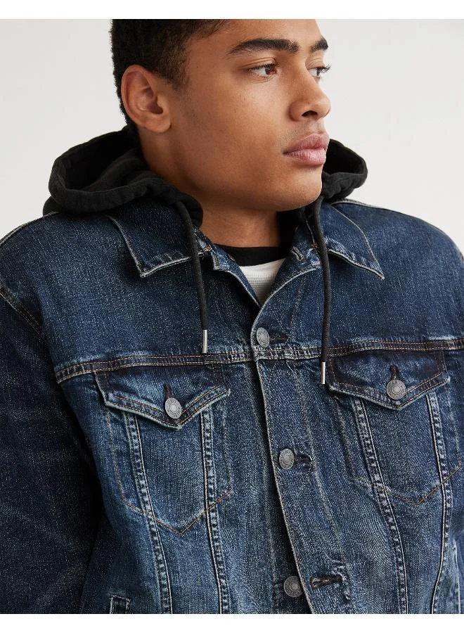 American Eagle AE Hooded Denim Trucker Jacket