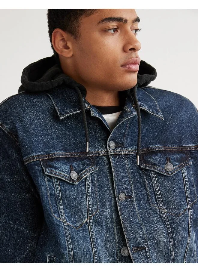 American Eagle AE Hooded Denim Trucker Jacket