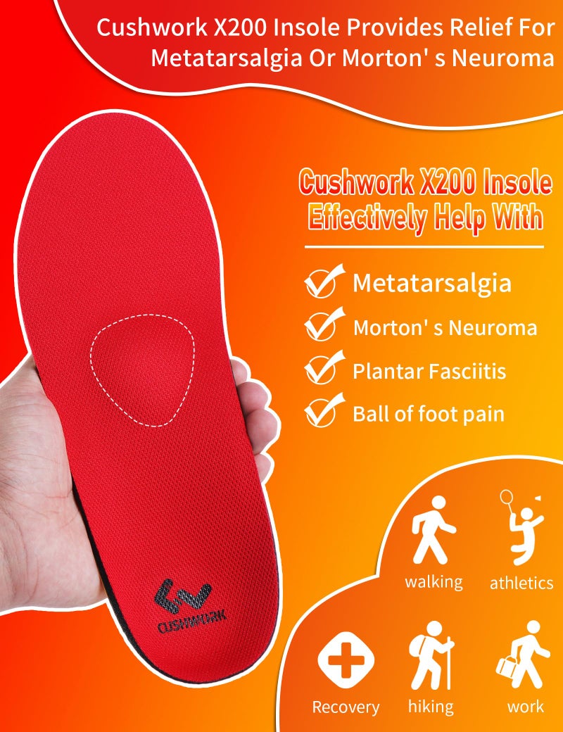 Cushwork Metatarsalgia Insoles for Ball of Foot Pain,Morton's Neuroma,Heavy Duty Arch Supports Insoles,Orthotic Insoles,Men Women Shoe Insert for Metatarsal,Foot Pain Relief-A - Image 3