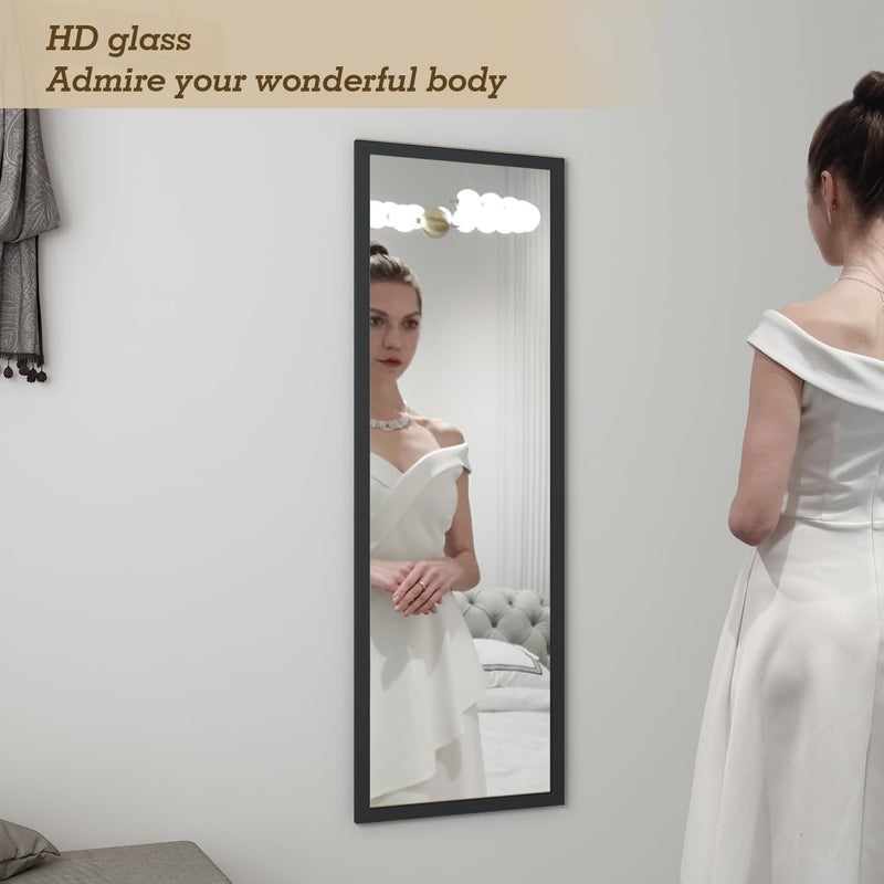 Whitebeach Wall Mirror Full Length Door, Black Bedroom Full Body Over The Door Hanging Mirror 48"16" - Image 2