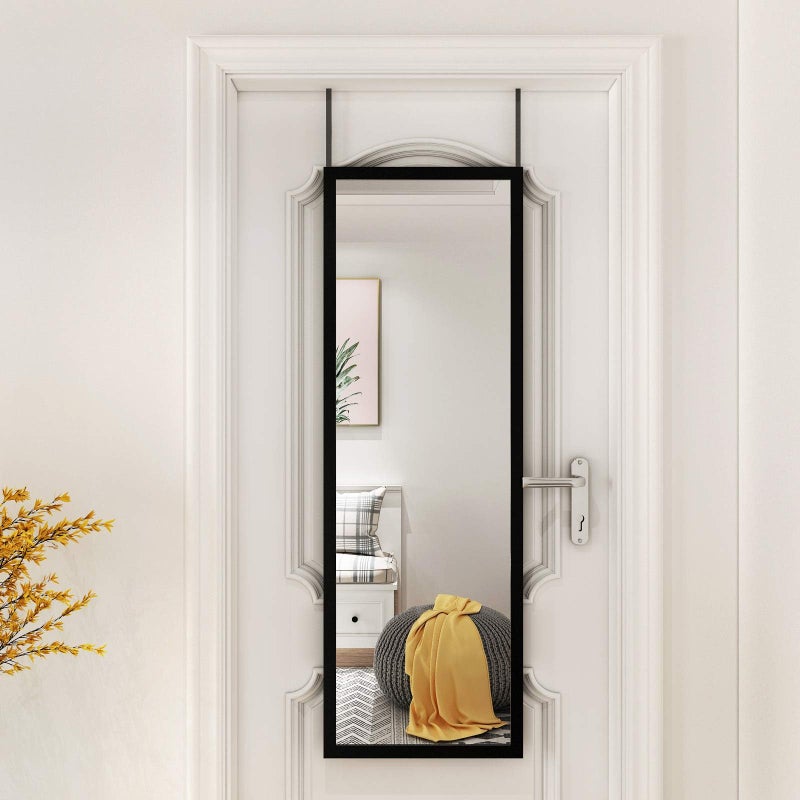Whitebeach Wall Mirror Full Length Door, Black Bedroom Full Body Over The Door Hanging Mirror 48"16" - Image 1