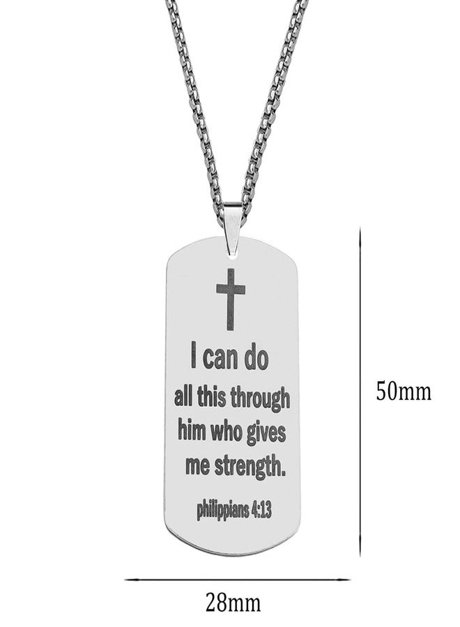 M Men Style Dog Tag Necklace for Men Bible Verse Cross Pendant Stainless Steel Chain 22inch Inspirational Christian Jewelry Meaningful Religious Gift for Boys LCSPn202360 - Image 2