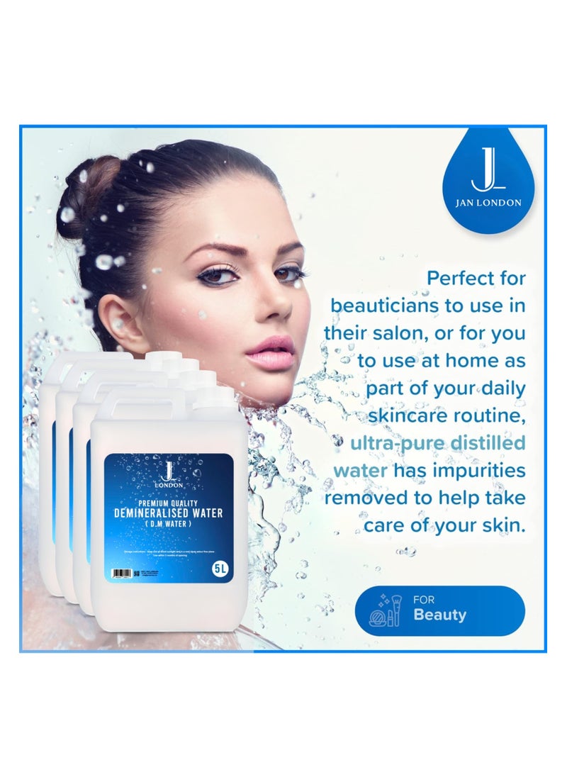 JAN LONDON - Demineralized Water: Premium Quality Demineralised Solution for Cosmetics, Irons, Steam Cleaners, Car Batteries, Radiators, Cleaning, and Aquariums - 4x 5 Litres - Image 1