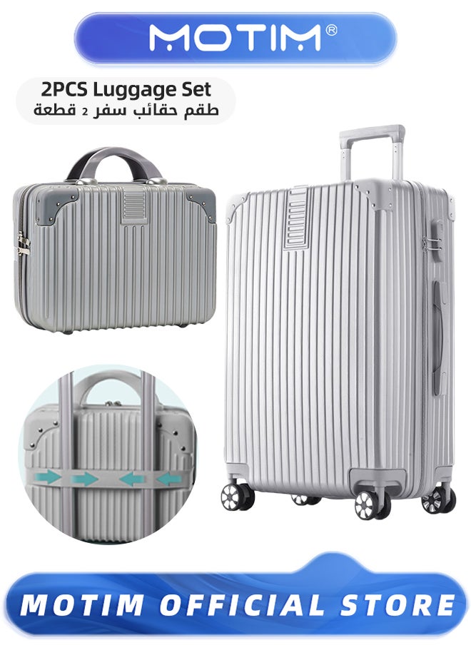 2pcs Boarding Carry-on Luggage Sets Expandable PP Hard Shell Clearance Luggage with Spinner Wheels TSA Lock and Hard Side Lightweight Durable Carry-on Suitcase Set for Long Distance Travel