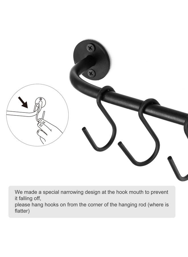 Mkono Mug Holder Wall Mounted Coffee Cup Rack Hanger Modern Metal Wall Rack with 10 Mug Hooks Rustic Utensil Tea Cups Storage Organizer for Kitchen Dining Room Coffee Bar, Set of 2, Black - Image 4