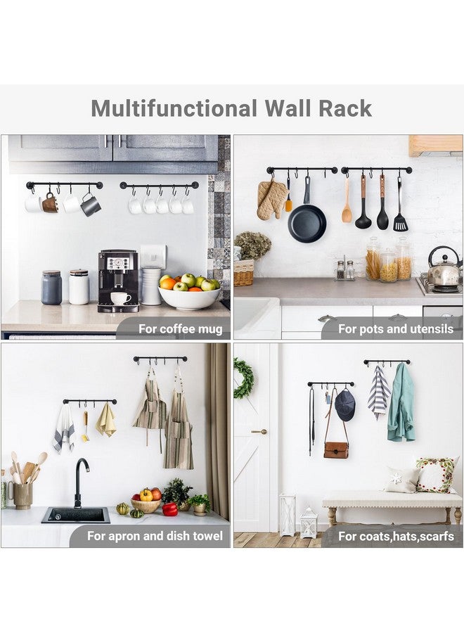 Mkono Mug Holder Wall Mounted Coffee Cup Rack Hanger Modern Metal Wall Rack with 10 Mug Hooks Rustic Utensil Tea Cups Storage Organizer for Kitchen Dining Room Coffee Bar, Set of 2, Black - Image 5