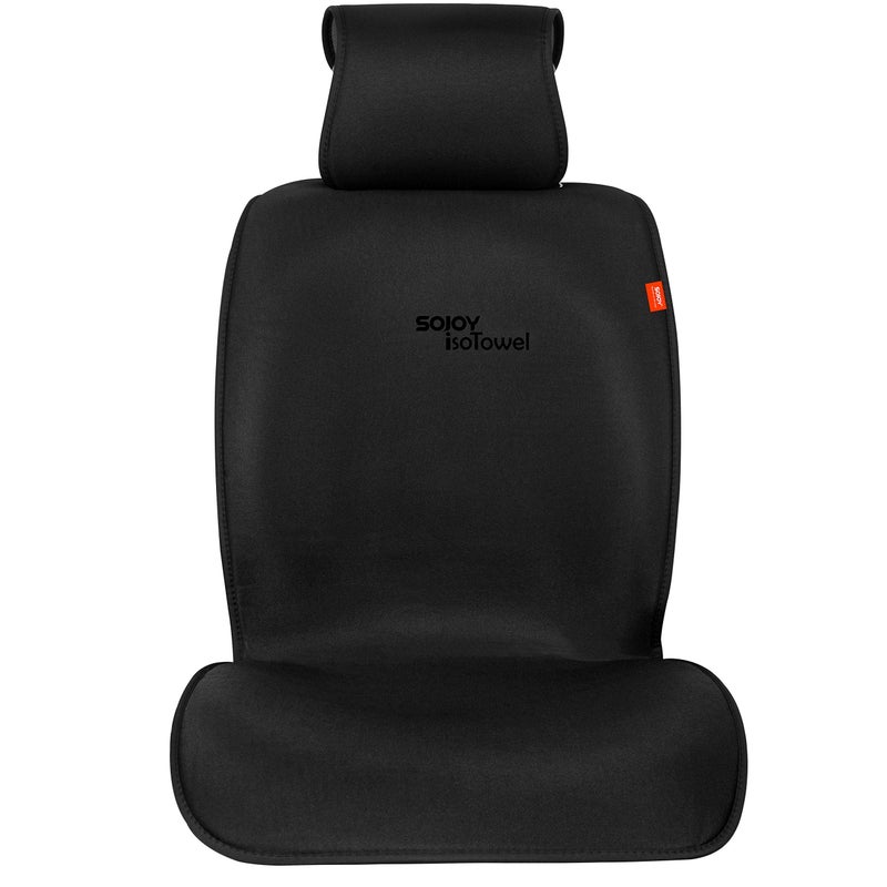 Sojoy IsoTowel Car Seat Cover for Front Seat,Microfiber Breathable Cloth Seat Protector,with Quick-Dry Non-Slip Back for All Workouts,All-Weather (Carbon Black, 1 Pcs) - Image 1