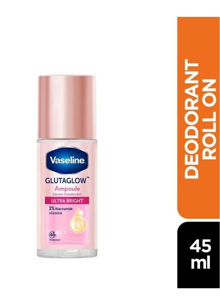Vaseline GlutaGlow Underarm Whitening Roll-On 45ml – 3% Niacinamide Deodorant Serum for Brighter, Smoother Skin – 48H Protection - Image 1