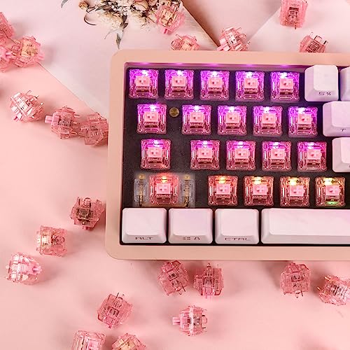 EPOMAKER Dawn Pink 38gf Linear Mechanical Keyboard Switch, 5 Pins Switch Set with POM Stem, Translucent PC Housing, 30 Pieces, for Gaming DIY Keyboard - Image 5