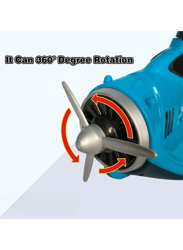 سبيد سيارة طائرة للأطفال - رحلة ممتعة وآمنة مع توجيه ومروحة - طائرة لعبة زرقاء للأطفال الصغار - Image 3