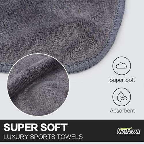 KinHwa Absorbent Workout Towels for Gym Soft Gym Towels for Sweat Microfiber Sports Towel Perfect Size for Workouts, Hot Yoga, Running, Biking or Camping 16inch x 31inch 3 Pack Dark-Gray - Image 4