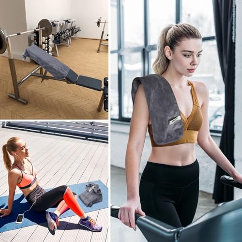 KinHwa Absorbent Workout Towels for Gym Soft Gym Towels for Sweat Microfiber Sports Towel Perfect Size for Workouts, Hot Yoga, Running, Biking or Camping 16inch x 31inch 3 Pack Dark-Gray - Image 3
