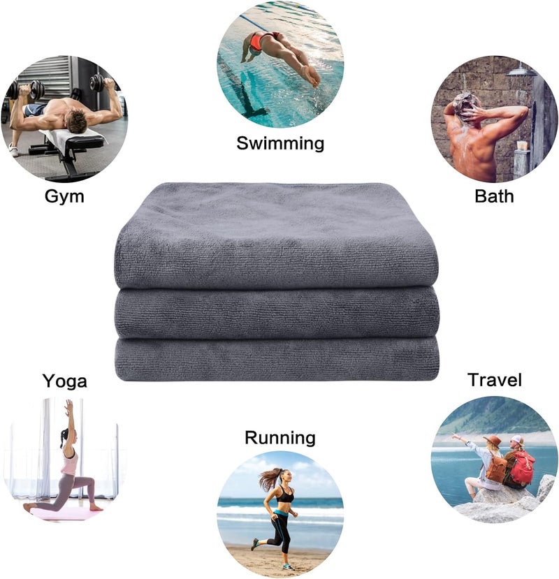 KinHwa Absorbent Workout Towels for Gym Soft Gym Towels for Sweat Microfiber Sports Towel Perfect Size for Workouts, Hot Yoga, Running, Biking or Camping 16inch x 31inch 3 Pack Dark-Gray - Image 5