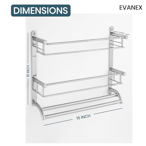 EVANEX 3-Layer Bathroom Shelf | 304 Grade Stainless Steel Bathroom Organizer Racks | Bathroom Storage Shelf | Towel Bar | Wall Mount Multi-Purpose Shelf | Bathroom Accessories Set - Image 5