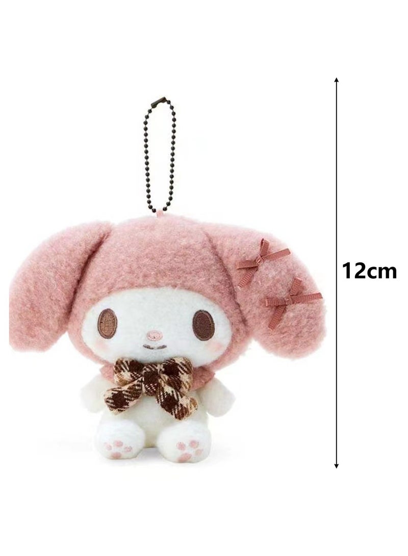 Mocha Plaid Series Cute Plush Toy Ornament School Bag Pendant (My Melody) - Image 2
