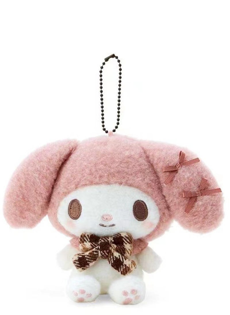 Mocha Plaid Series Cute Plush Toy Ornament School Bag Pendant (My Melody) - Image 1