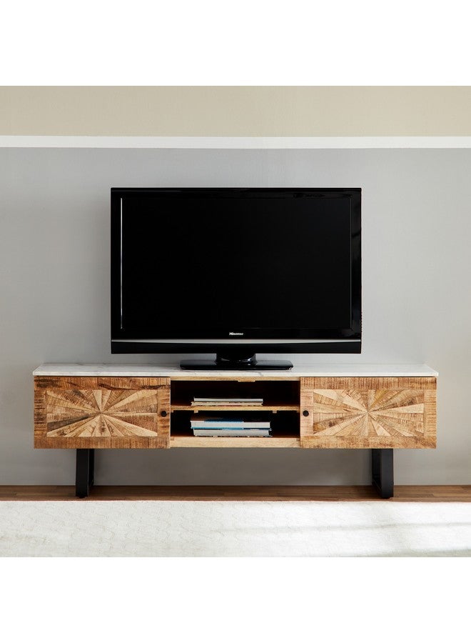 Home Box Florya Marble Top and Solid Wood TV Unit for TV's up to 70 inches 40 x 50 x 160 cm  - Image 2