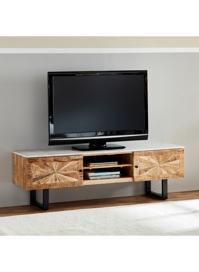 Home Box Florya Marble Top and Solid Wood TV Unit for TV's up to 70 inches 40 x 50 x 160 cm  - Image 1