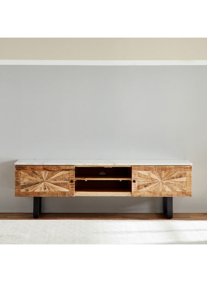 Home Box Florya Marble Top and Solid Wood TV Unit for TV's up to 70 inches 40 x 50 x 160 cm  - Image 3