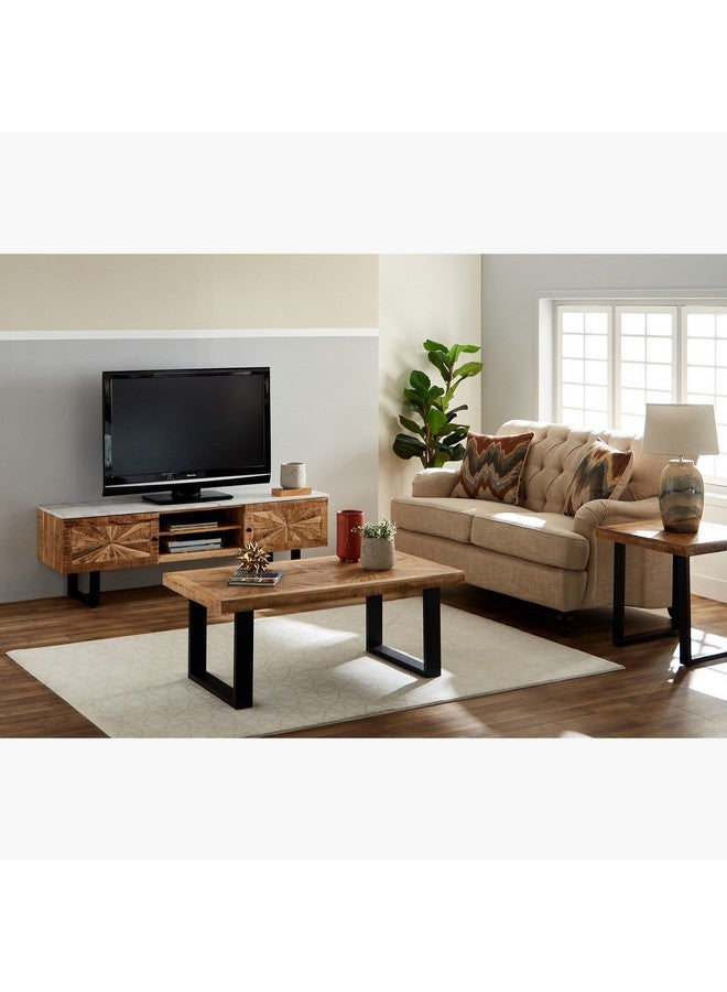 Home Box Florya Marble Top and Solid Wood TV Unit for TV's up to 70 inches 40 x 50 x 160 cm  - Image 5