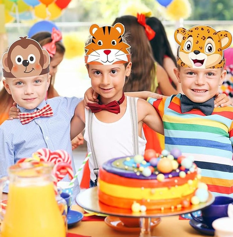 Jolley 12Piece Animal Birthday Party Hats & Headbands, Jungle Safari Animal Birthday Paper Party Crowns for Kids Animal-Themed Decorations, DIY Animal Costume Party Gifts for Kids' Birthdays & Christmas Celebrations - Image 2
