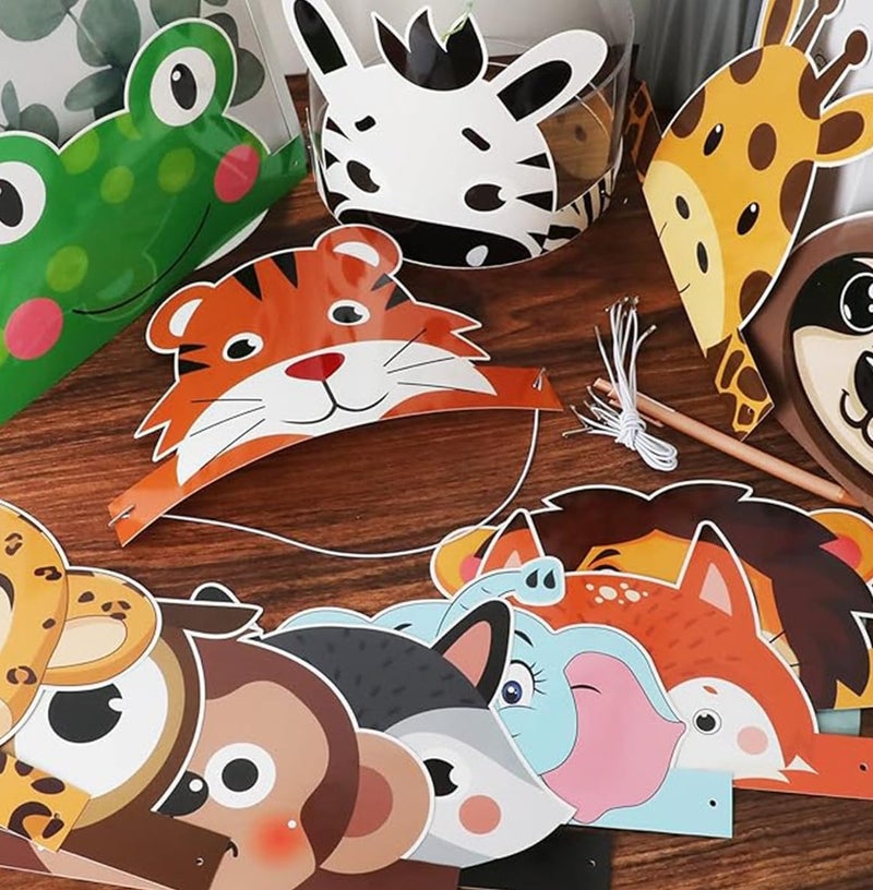 Jolley 12Piece Animal Birthday Party Hats & Headbands, Jungle Safari Animal Birthday Paper Party Crowns for Kids Animal-Themed Decorations, DIY Animal Costume Party Gifts for Kids' Birthdays & Christmas Celebrations - Image 3