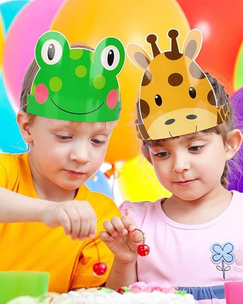 Jolley 12Piece Animal Birthday Party Hats & Headbands, Jungle Safari Animal Birthday Paper Party Crowns for Kids Animal-Themed Decorations, DIY Animal Costume Party Gifts for Kids' Birthdays & Christmas Celebrations - Image 5