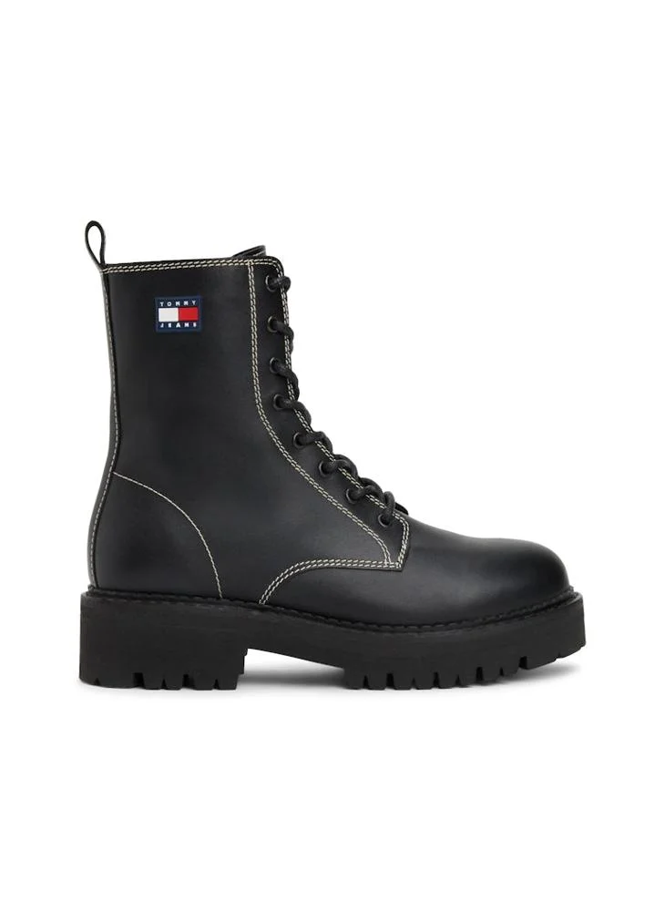 تومي جينز Leather Lace-Up Cleat Mid Boots
