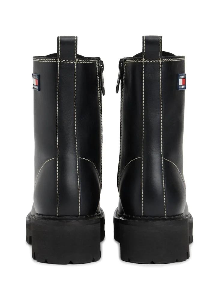 TOMMY JEANS Leather Lace-Up Cleat Mid Boots