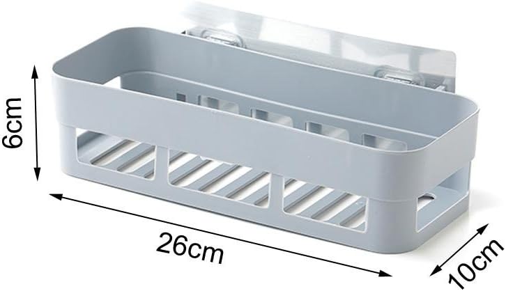 AUDBUA Plastic Storage Shelf Wall Mounted Adhesive Shower Basket Storage Shelf Organizer for Home Bathroom (26106cm)(White) - Image 4