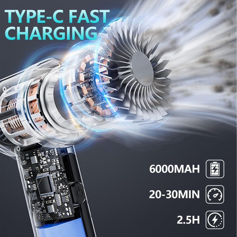 Houscly Portable Cordless Foldable 20000Pa High Power Mini Vacuum Cleaner  4-In-1 Compressed Duster & Air Blower & Pump  Hand Held Vacuum  Brushless Motor  For Car  Home  Office  Pet  Camping - Image 5