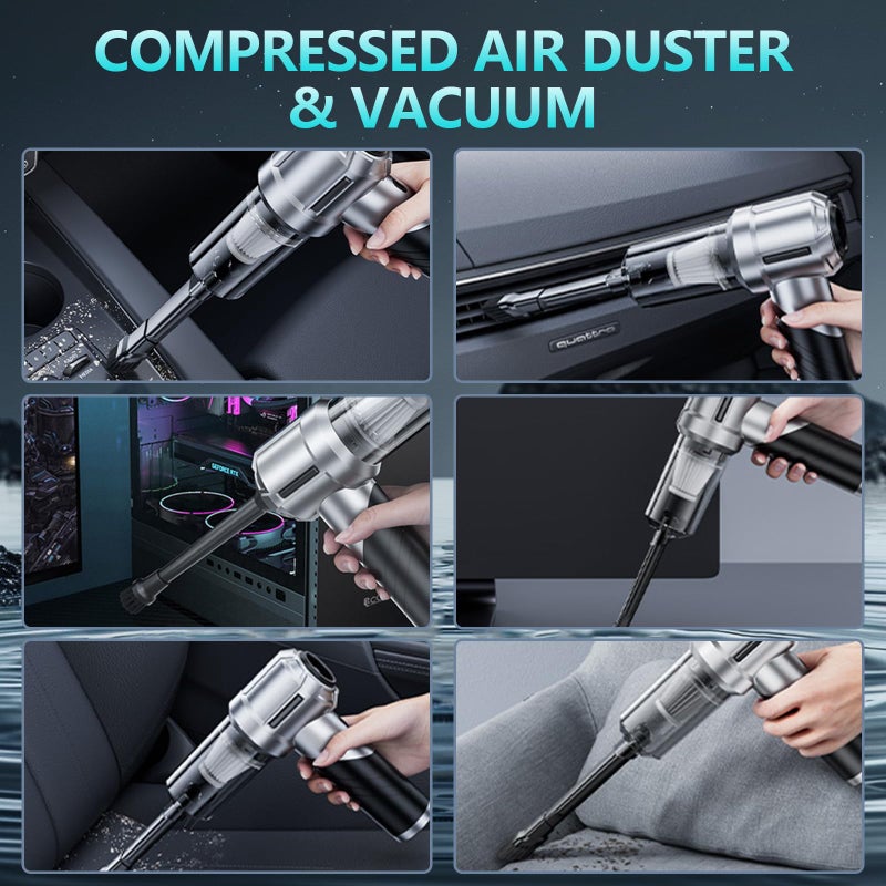 Houscly Portable Cordless Foldable 20000Pa High Power Mini Vacuum Cleaner  4-In-1 Compressed Duster & Air Blower & Pump  Hand Held Vacuum  Brushless Motor  For Car  Home  Office  Pet  Camping - Image 3