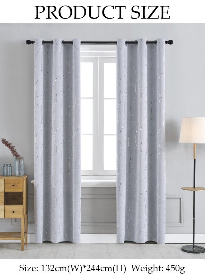 DUNISO 1pcs Blackout Curtain for Window Damask Patterned Thermal Insulated Energy Saving Grommet Curtain Light Blocking Window Curtain for Bedroom Living Room 132*244cm - Image 3