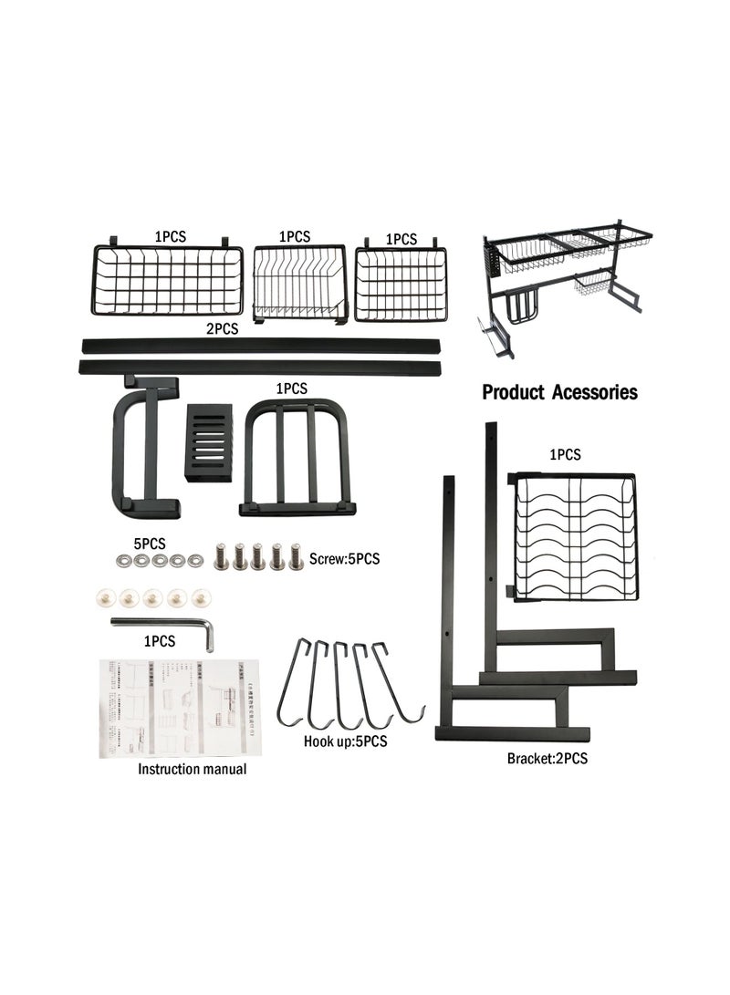 DubaiGallery Kitchen Rack Organizer Dish Drainer Rack Over Sink Pots Holder Bowl Dish Drain Rack Kitchen Storage Countertop Organizer - Image 5