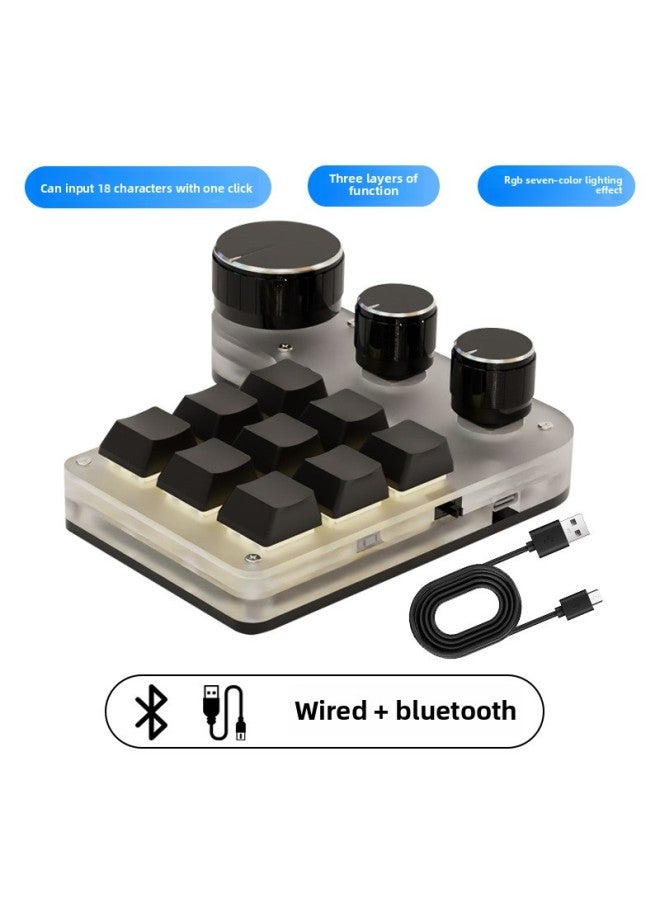 Custom Keypad Swim Custom Shortcut Green Axis Wireless Bluetooth Red Axis Copy And Paste Mechanical Hot-Color:Green Axis-【bluetooth+usb】 9-key 3-knob*black