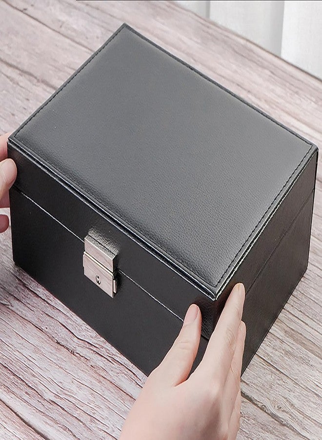 F4FIVE Jewellery Set of 2 Combo Organiser PU Leather Zipper Portable Storage Box Case with Dividers Container for Rings, Earrings, Necklace Home Organizer (Pink & Black) - Image 5