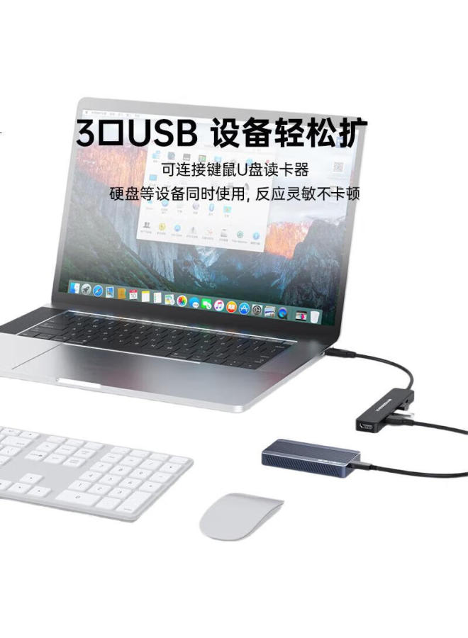 Zhengdian محطة توسيع زينغديان من نوع C 5 في 1، محور Usb3.0، محول Usb-C إلى Hdmi، عكس الشاشة بدقة 4K، شحن سريع Pd، هواوي، أبل، محول لابتوب، محطة توسيع - Image 3