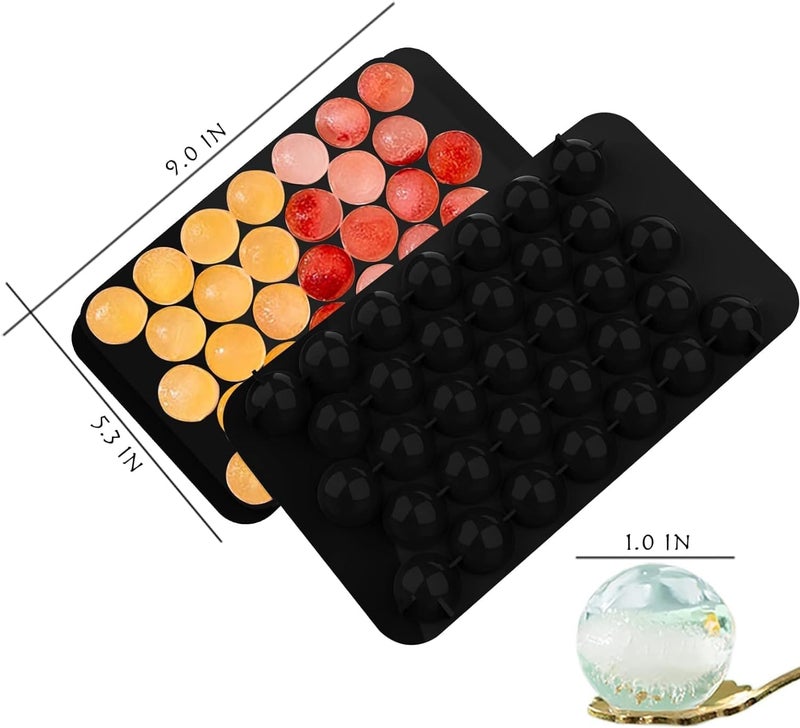 HZYH Round Ice Cube Tray with Lid & Bin Ice Ball Maker Mold for Freezer with Container Mini Circle Ice Cube Tray Making 66PCS 1" Sphere Ice Chilling Cocktail Whiskey Tea Coffee - Image 2