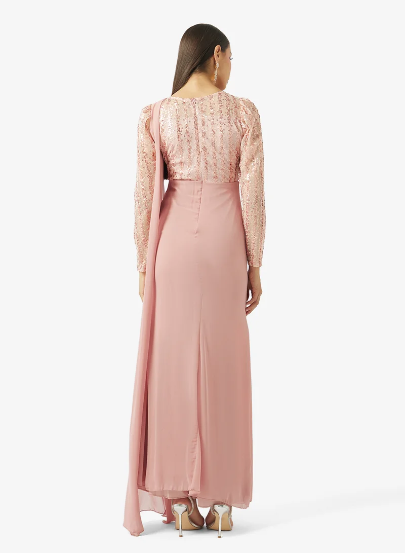 خزانة Draped Dress With Exaggerated Sleeve Trail