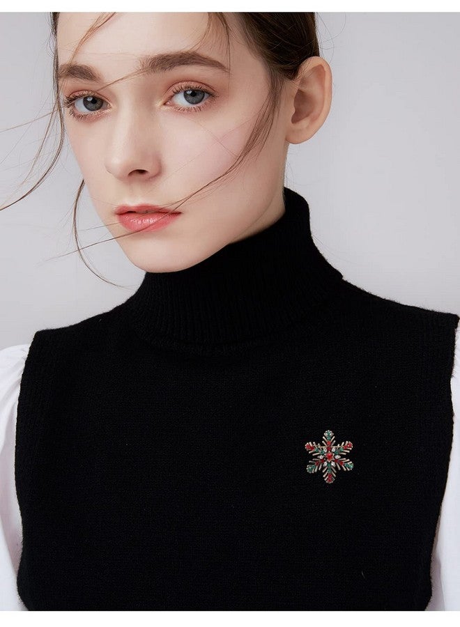 LifHap Christmas Winter Snowflake Brooch,Xmas Snowflake Brooch Pin Crystal Elegant Decorative Gift For Women - Image 2