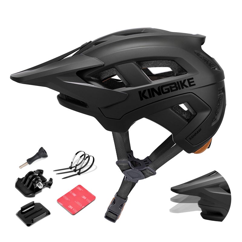 KINGBIKE Mountain Bike Helmet MTB Ebike Helmets for Adults Men Women Professional Trail Enduro XC Cross Country NTA-8776 E-Bike Certified (Matte Black, L) - Image 1