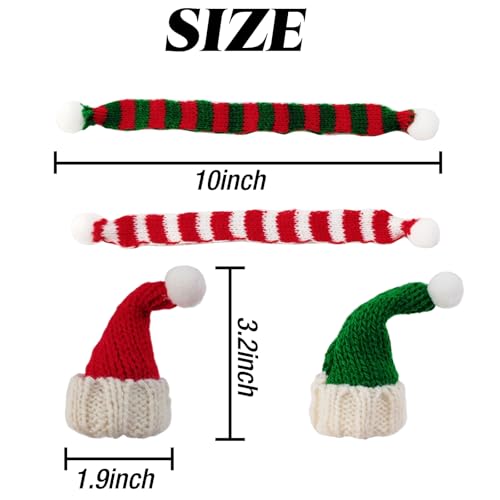 YOOHUA 32PCS Mini Knit Doll Hat and Scarf Small Santa Hat for Craft Christmas Knit Decoration Doll Clothing Accessories Gift Red and Green - Image 5