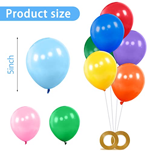 KAWKALSH 200pcs Balloons 5 Inch Assorted Colors, Small Mini Rainbow Latex Balloons for Party Birthday Baby Shower Anniversary Festival Arch Garland Decoration - Image 2