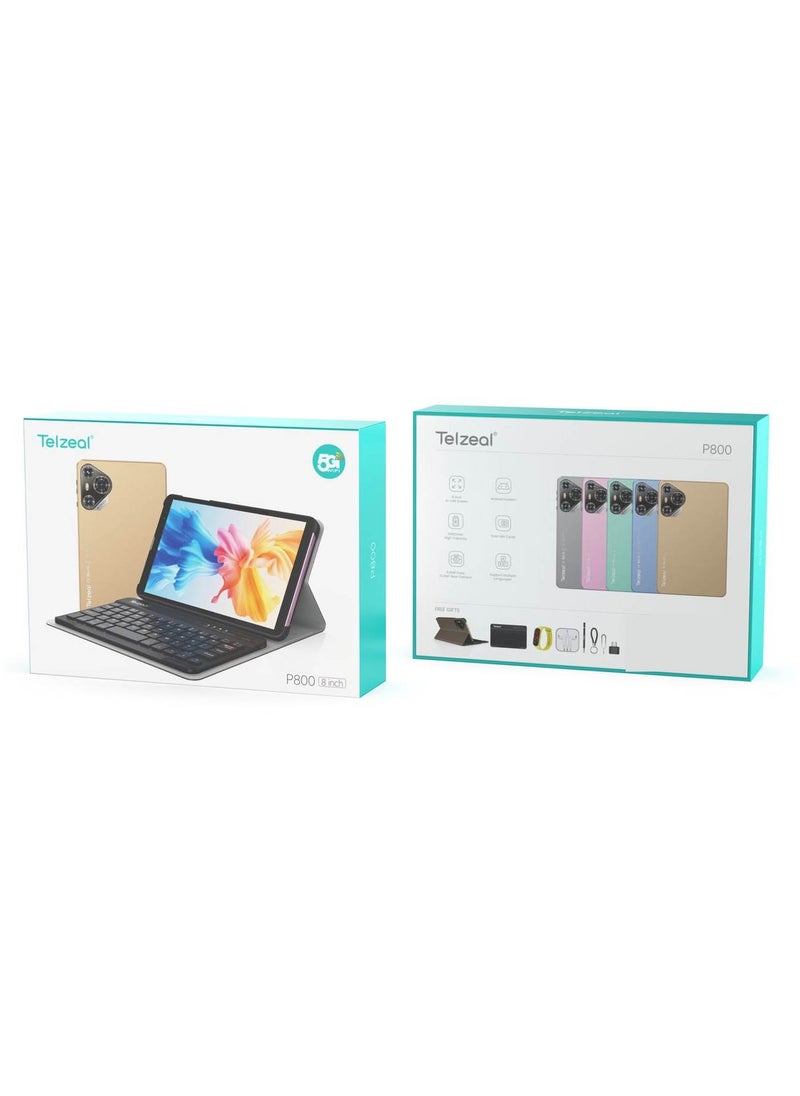 Telzeal - Telzeal P800 Tablet 8 Inch Android 12 Tablet with Dual SIM 6GB RAM 256GB ROM 5G WiFi 5000mAh Battery and Wireless Keyboard Green - Image 1