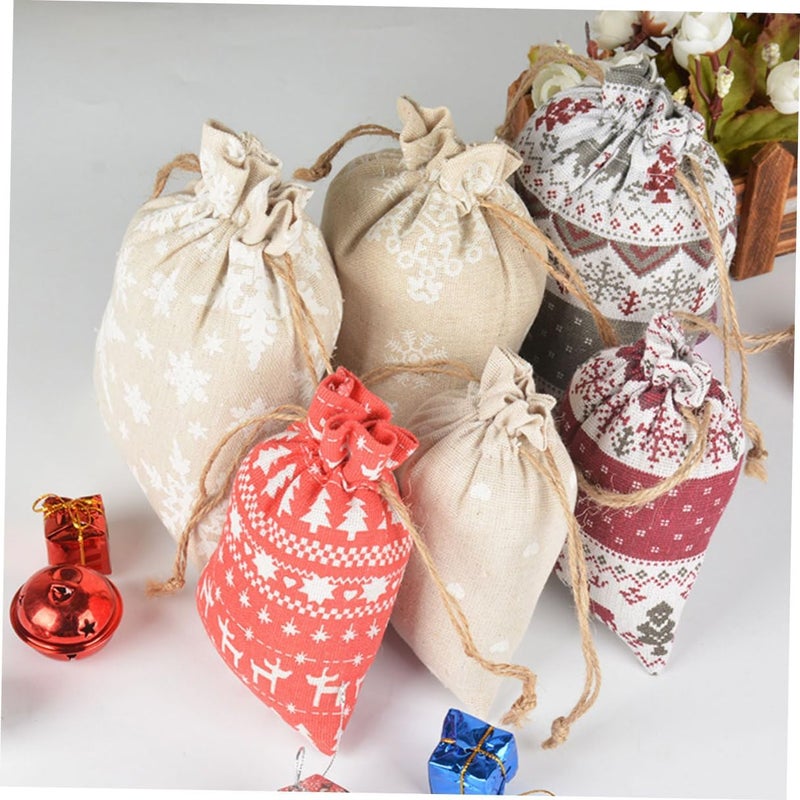 VICASKY Christmas Bags Set 24pcs Drawstring Candy Pouches Multi-color Burlap Bags for Holiday Party Favors and Christmas Treat Packaging - Image 5