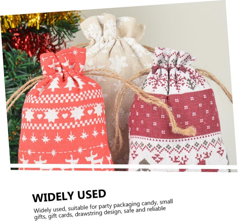 VICASKY Christmas Bags Set 24pcs Drawstring Candy Pouches Multi-color Burlap Bags for Holiday Party Favors and Christmas Treat Packaging - Image 3