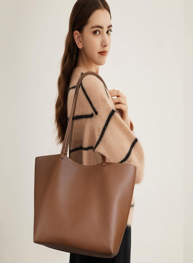 SENDEFN Leather Tote Bag for Women Work Shoulder Bag Large Top Handle Handbags and Ladies Travel Purse with Zipper Pocket - Image 2