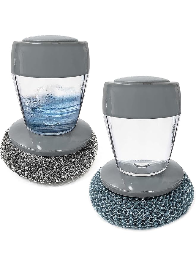 promass Kitchen Soap Dispensing Brush, Dishwashing Brush, Sink Washer Brush, Soap Dish Brush, Holder Steel Wool Scrubbers for Pan Pot Utensil, Kitchen Cleaning Scrub Dish Brush, Smart Kitchen Tool - Image 1